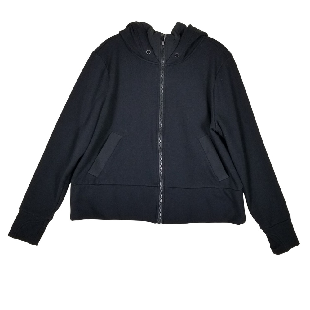 Athleta Full Zip Hoodie Women XL Black Thumbhole Activewear Jacket 243S